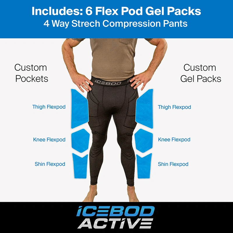 Men’s Compression Long Pants with Cold Therapy Gel Packs and Wearable Cryotherapy for Targeted Pain Relief