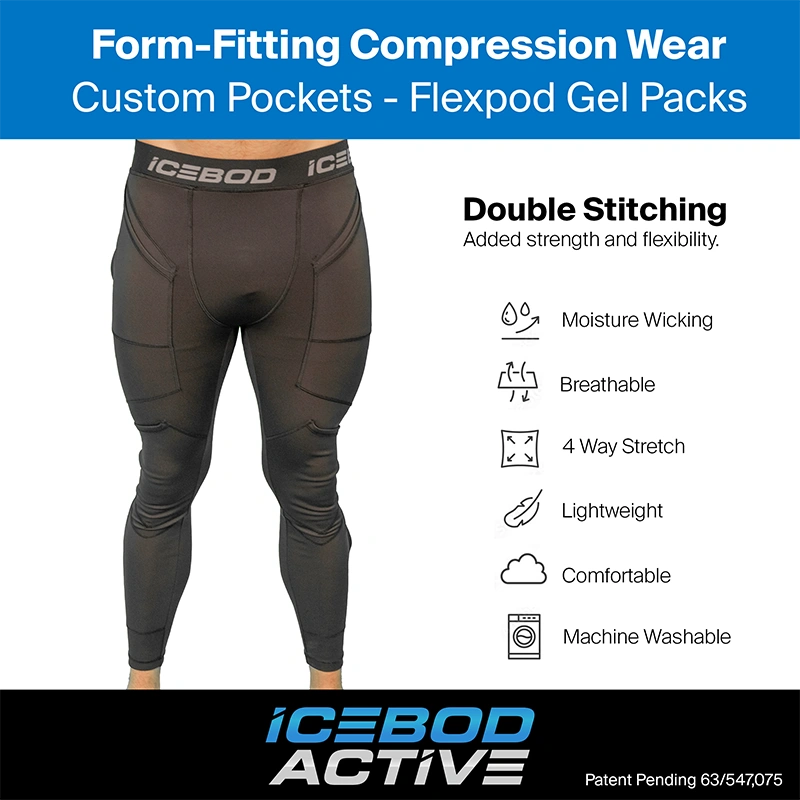 Men’s Compression Long Pants with Cold Therapy Gel Packs and Wearable Cryotherapy for Targeted Pain Relief