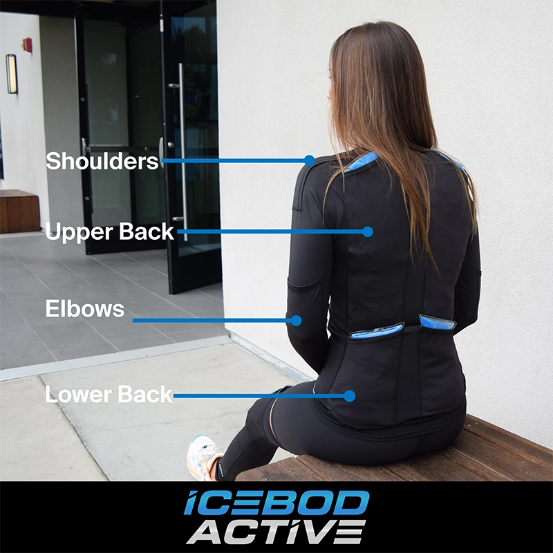 Women’s Long Sleeve Compression Shirt with Cold Therapy Gel Packs for Back, Shoulder, and Elbow Pain Relief