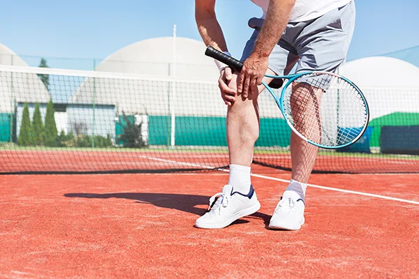 Tennis player with knee pain. 