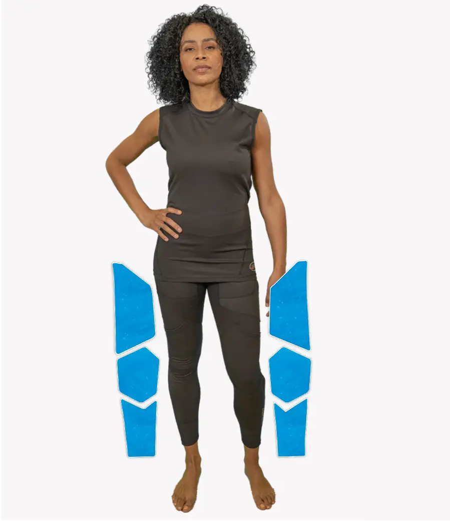 Women’s cryotherapy Compression Long Pants with Flexpod Gel Packs for Targeted Cold Therapy