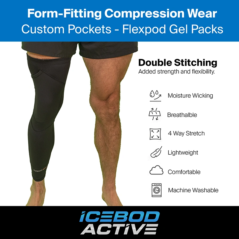 Knee Compression Sleeve with Cold Therapy Gel Packs for Pain Relief using Wearable Cryotherapy