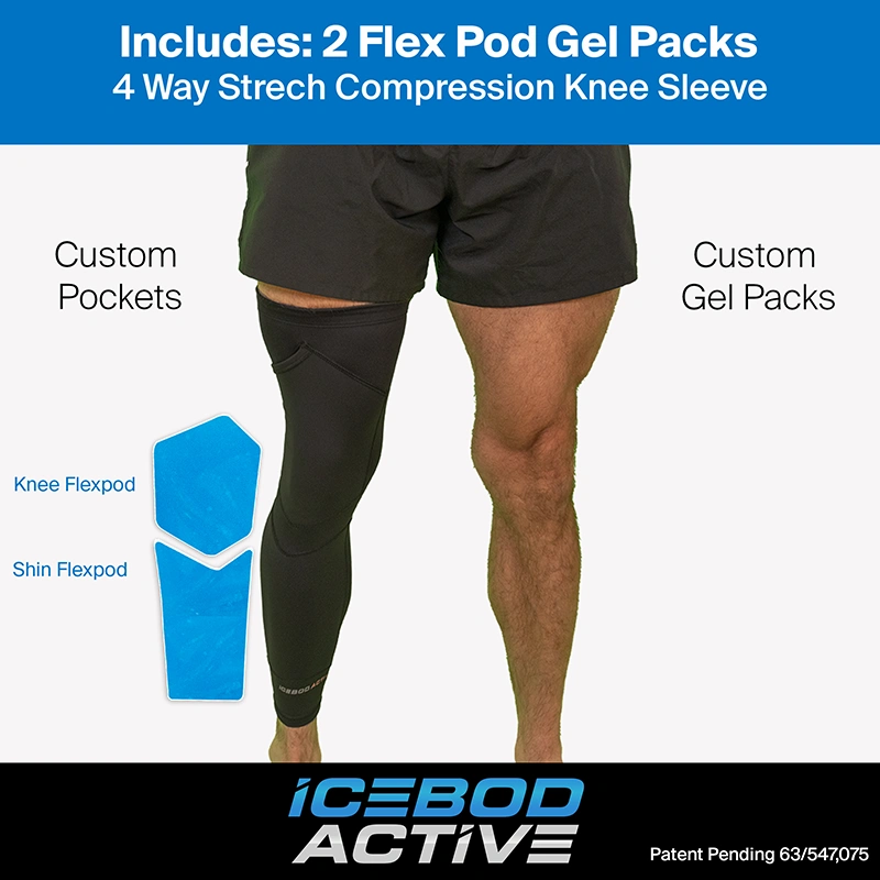 Knee Compression Sleeve with Cold Therapy Gel Packs for Pain Relief using Wearable Cryotherapy