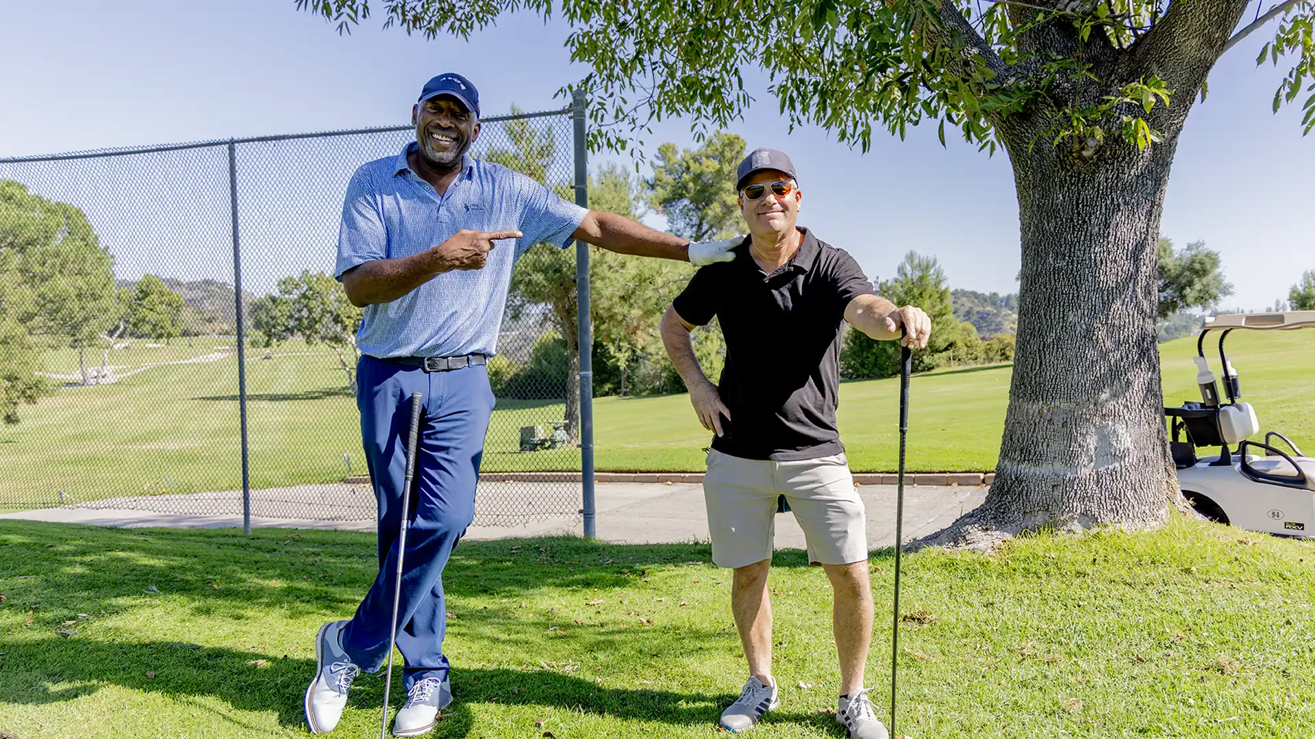 James Worthy and David on the golf course